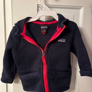 Patagonia Dark Blue Fleece with Bright Red Trim